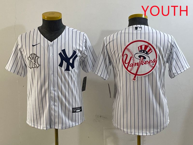 Youth New York Yankees Blank White Stripe Game 2025 Nike MLB Jersey style 7->youth mlb jersey->Youth Jersey